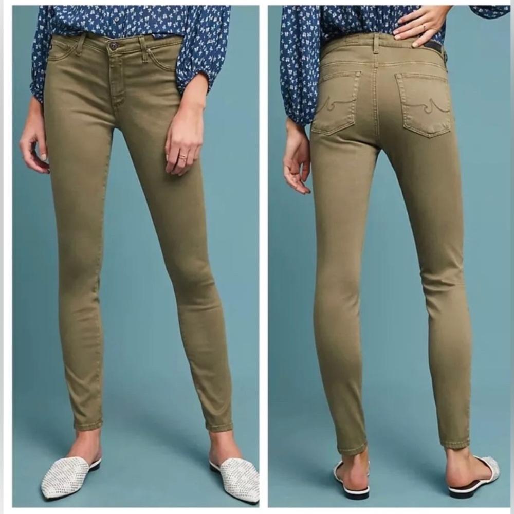 AG Adriano Goldschmied Anthropologie Abbey Sateen Mid Rise Ankle Skinny Jeans 32